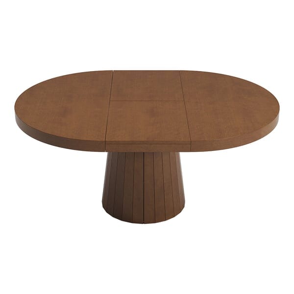 Japandi 1000mm-1400mm Extendable Dining Table 6-Seater Walnut Oval&Round Pedestal