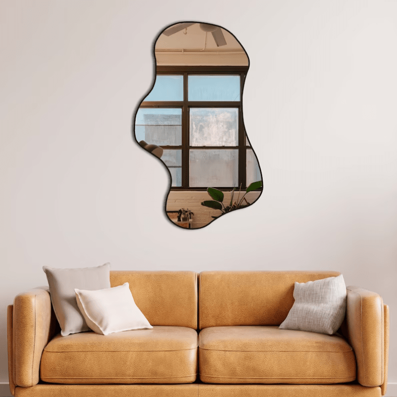 Black Asymmetrical Wavy Wall Mirror