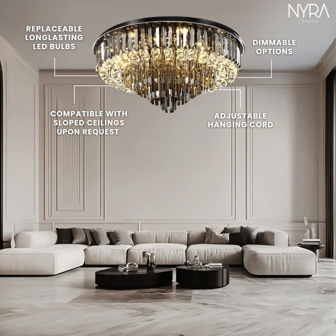 Meridian Black Crystal Chandelier