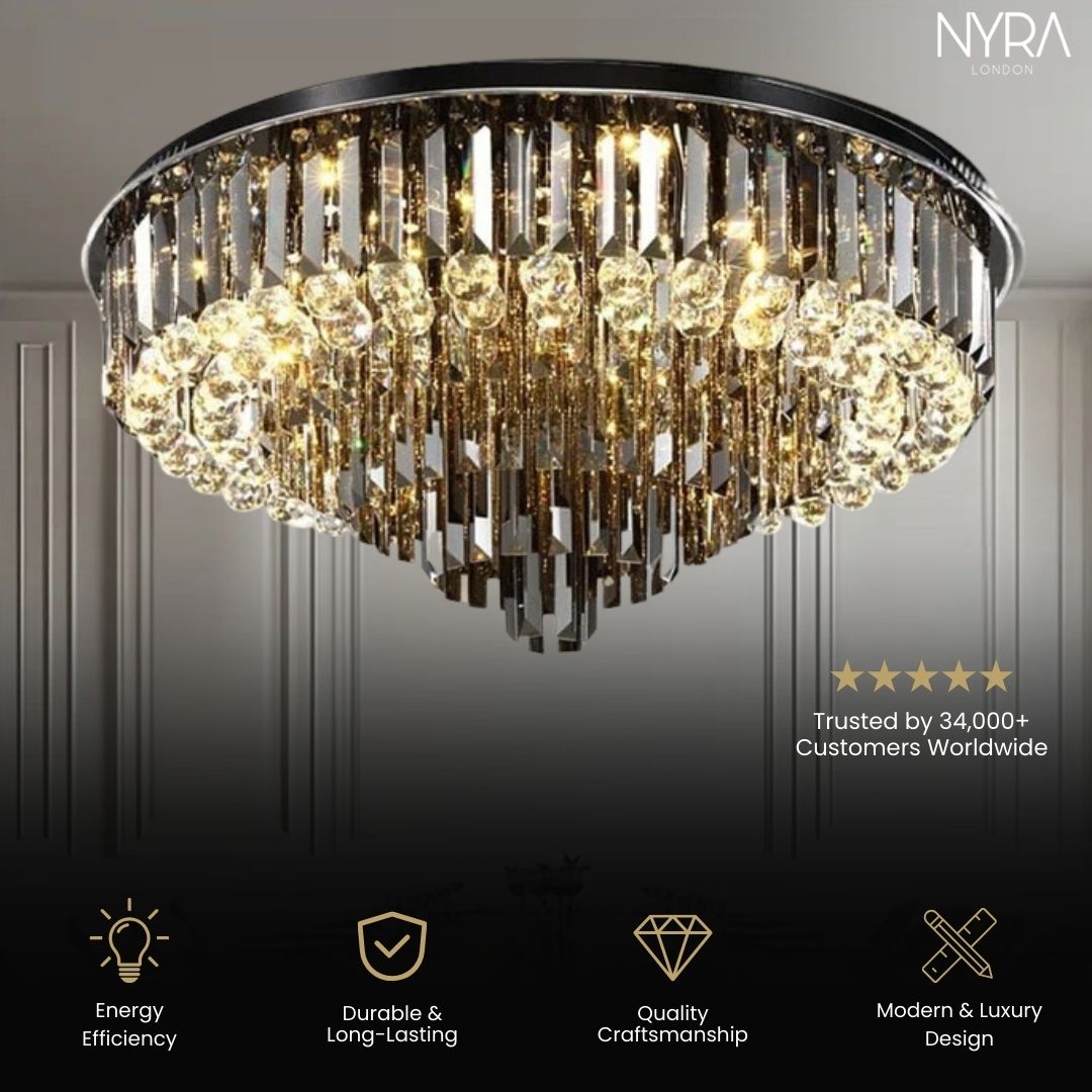 Meridian Black Crystal Chandelier