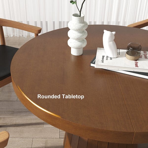 Japandi 1000mm-1400mm Extendable Dining Table 6-Seater Walnut Oval&Round Pedestal