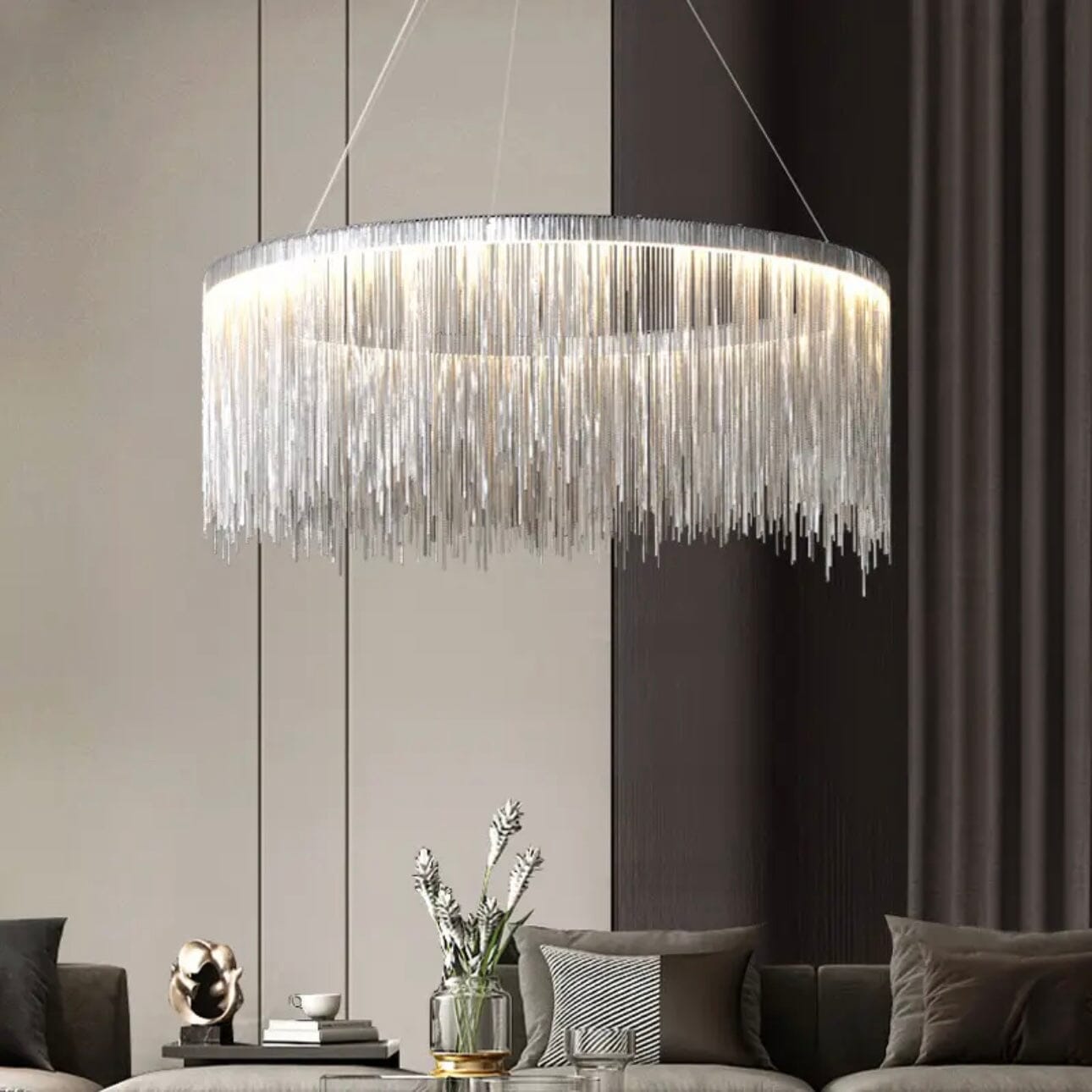 NYRA Round Tassel Chain Chandelier