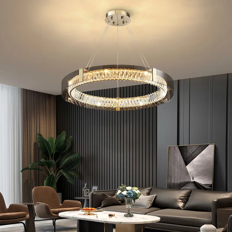 Euston Round Ring Crystal Glass Ceiling Chandelier – NYRALONDON