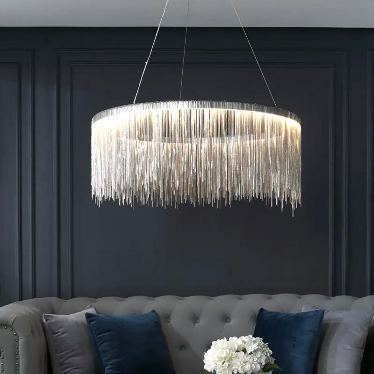 NYRA Round Tassel Chain Chandelier