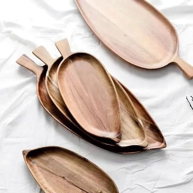 Kemorela Leaf Shape Wooden Plate