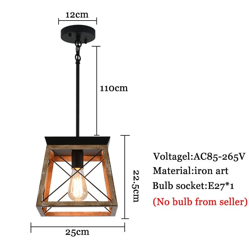 Retro Metal Square Single Head Chandelier