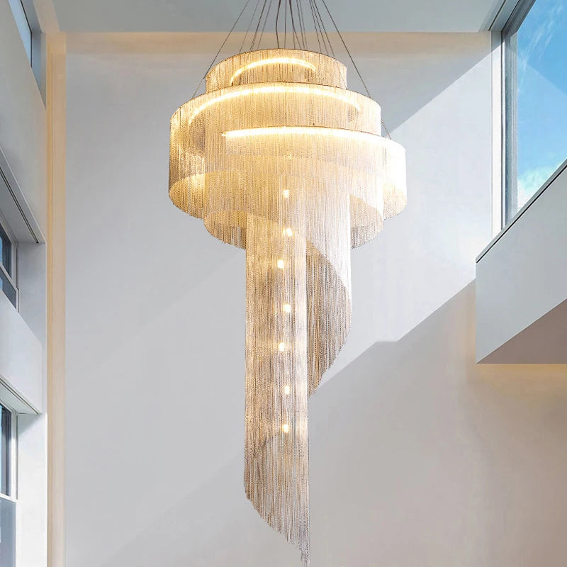 Golden Tassel Spiral Chandelier