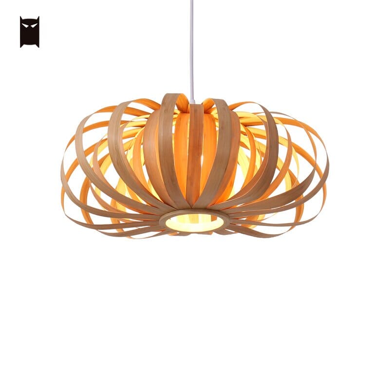 Wooden Pumpkin Pendant Light