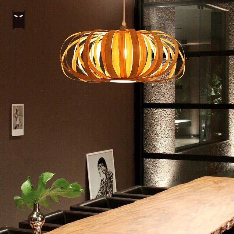 Wooden Pumpkin Pendant Light