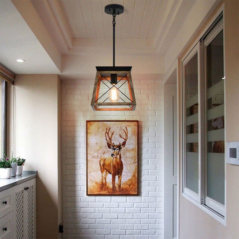 Retro Metal Square Single Head Chandelier