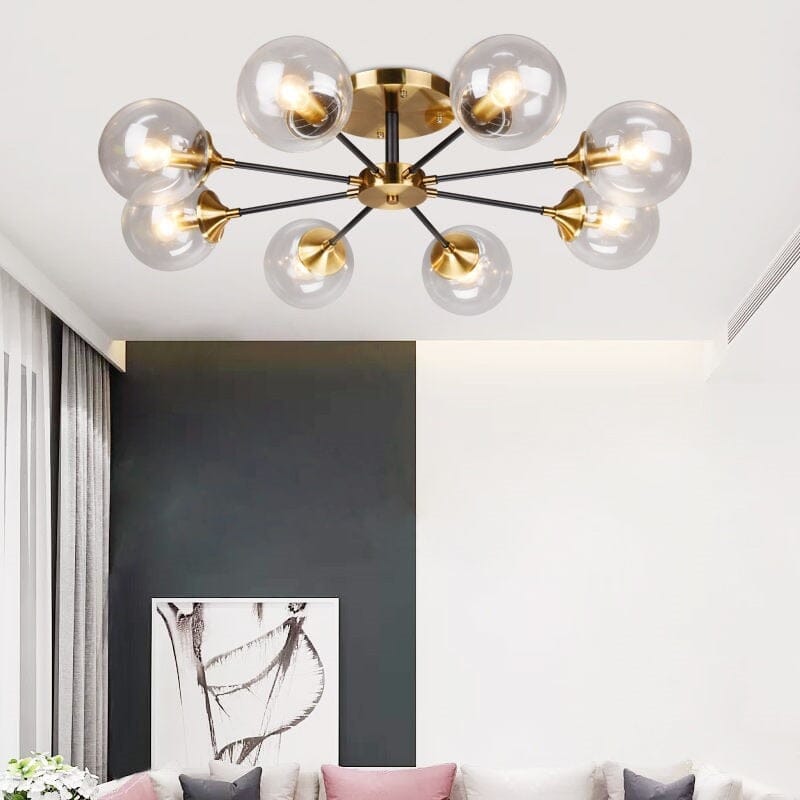 Smoke Grey Clear Glass Ball Chandelier