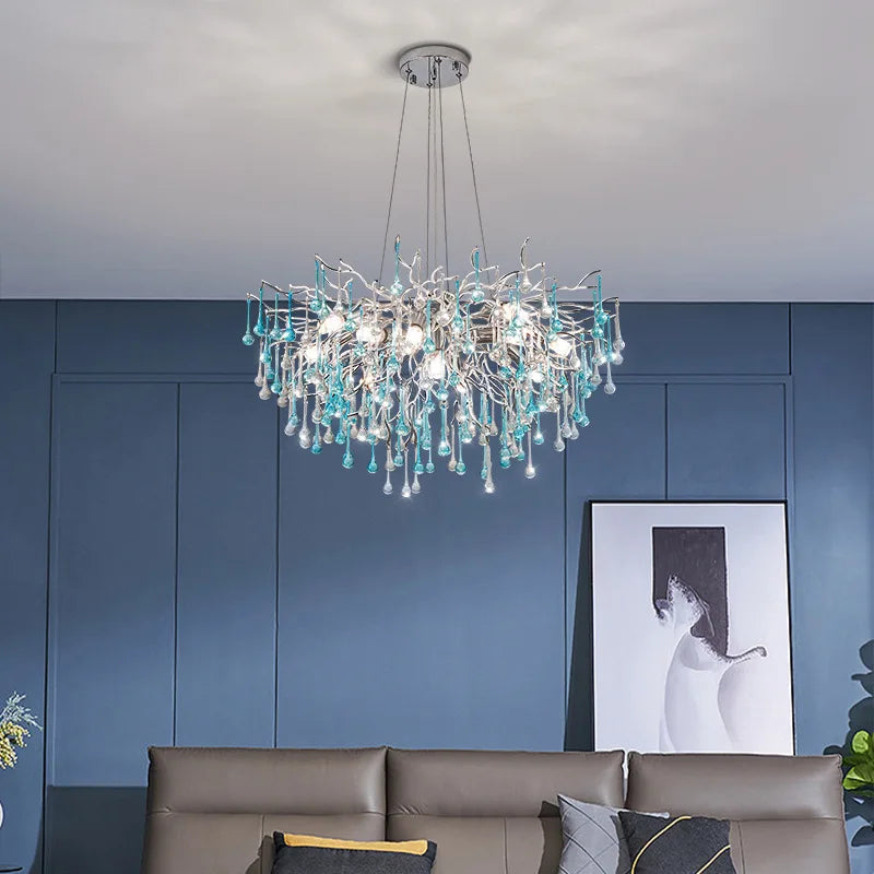 Blue Water Droplet Chandelier