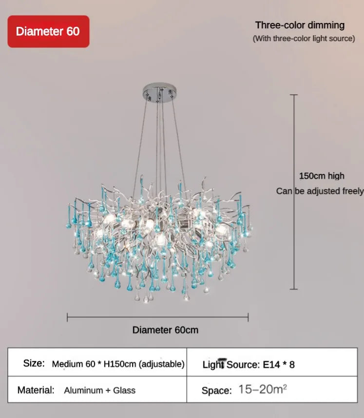 Blue Water Droplet Chandelier