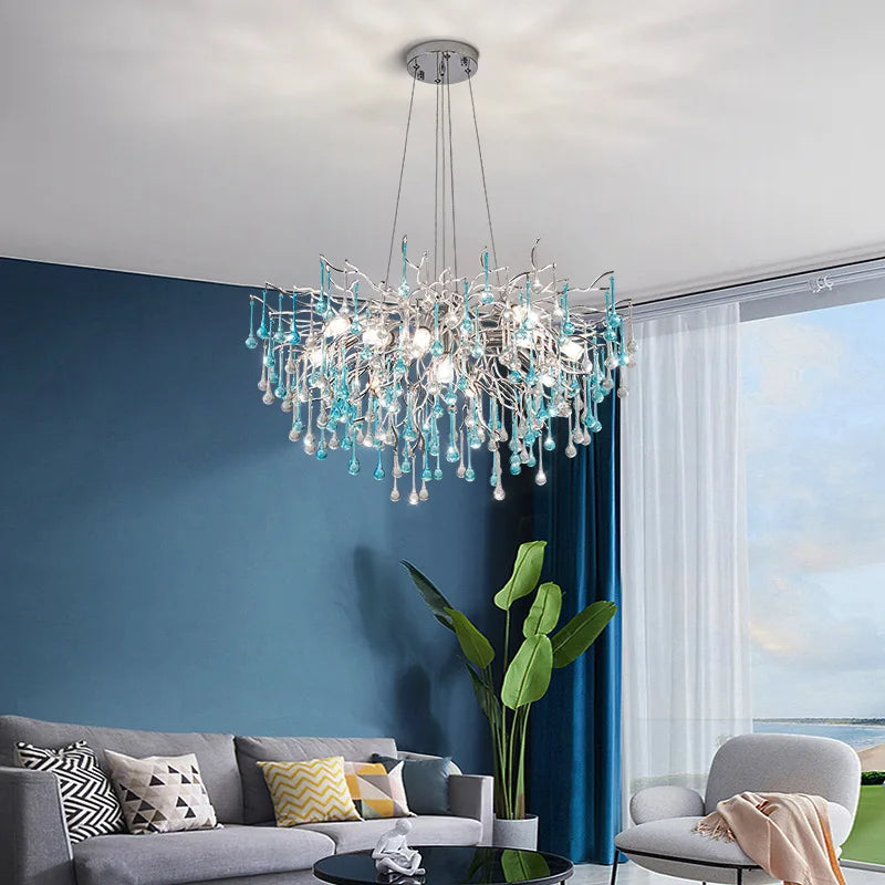 Modern LED Blue Water Droplets Ceiling Chandelier – NYRALONDON