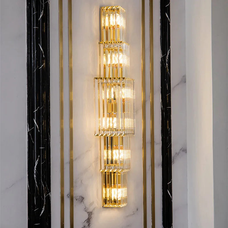 Opulent Pillar Crystal Wall Lamp