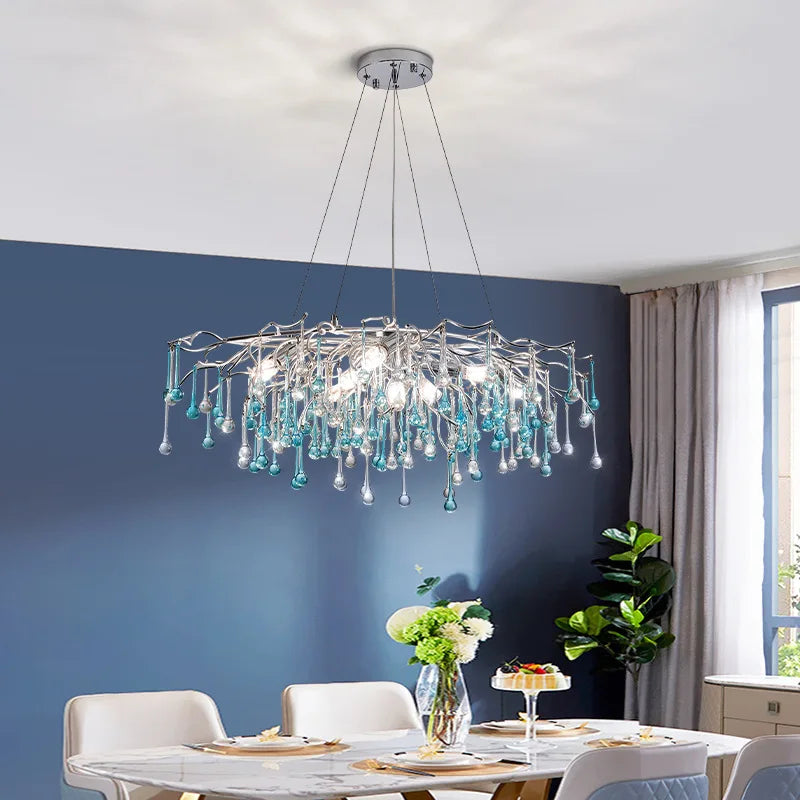 Blue Water Droplet Chandelier