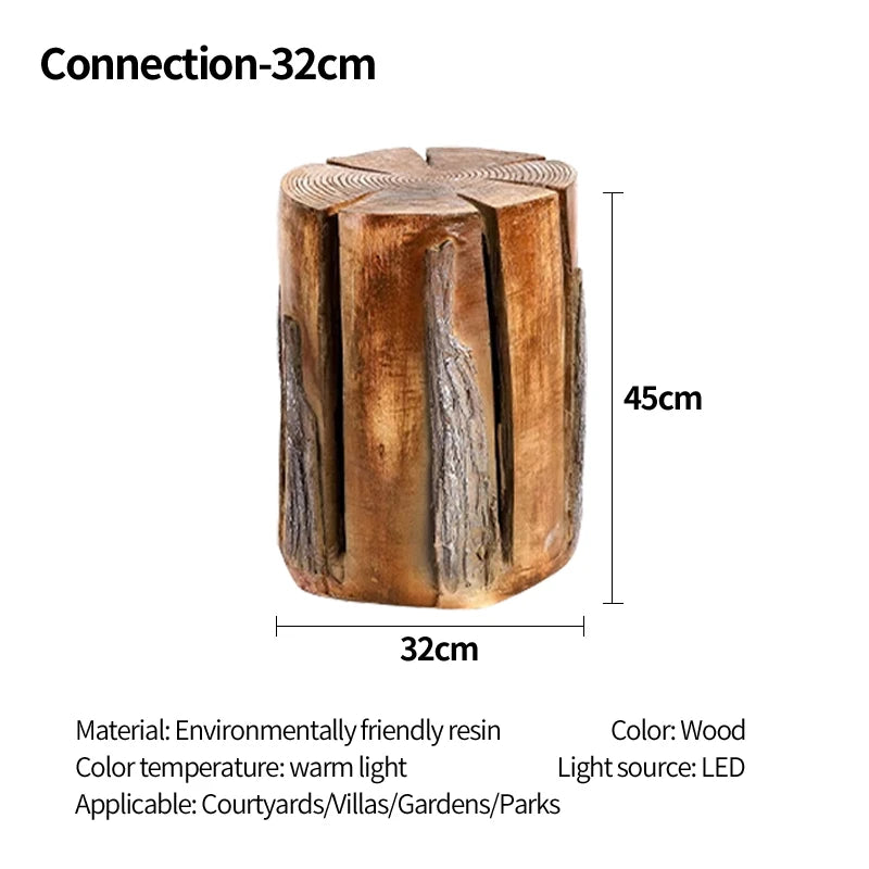 NYRA Outdoor Wooden Stump Light