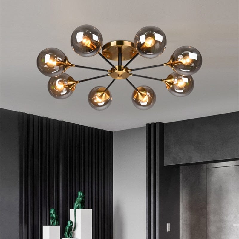 Smoke Grey Clear Glass Ball Chandelier