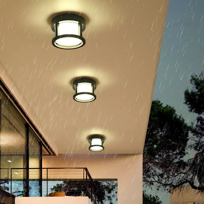 Geometric retro ceiling lights for corridor