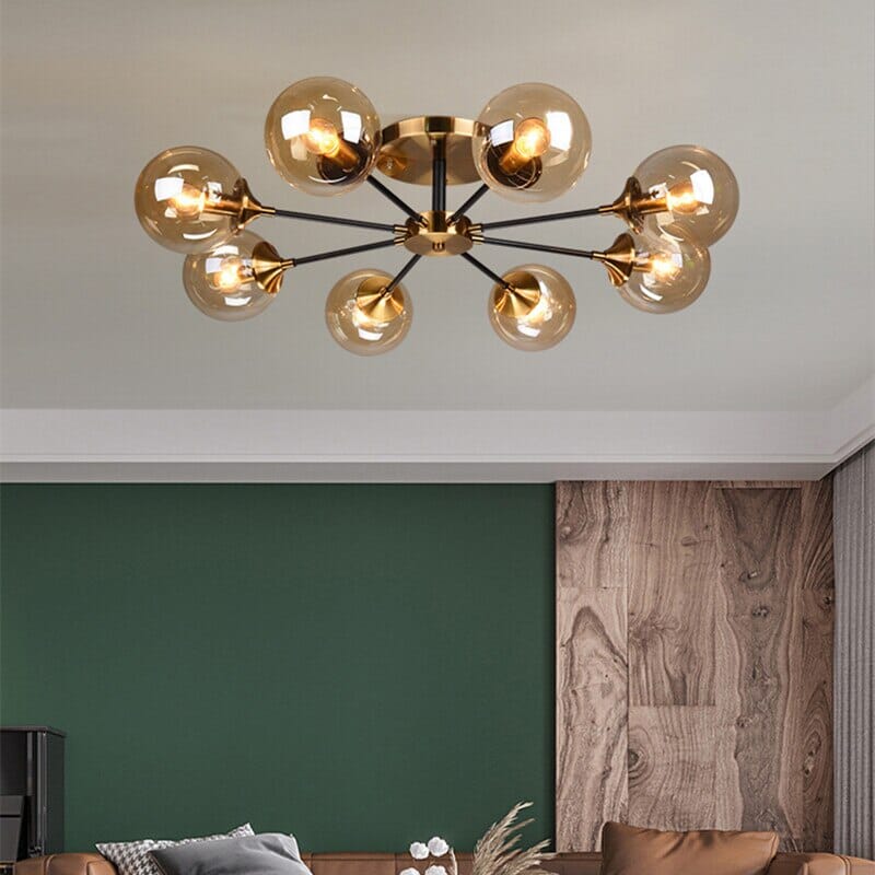 Smoke Grey Clear Glass Ball Chandelier