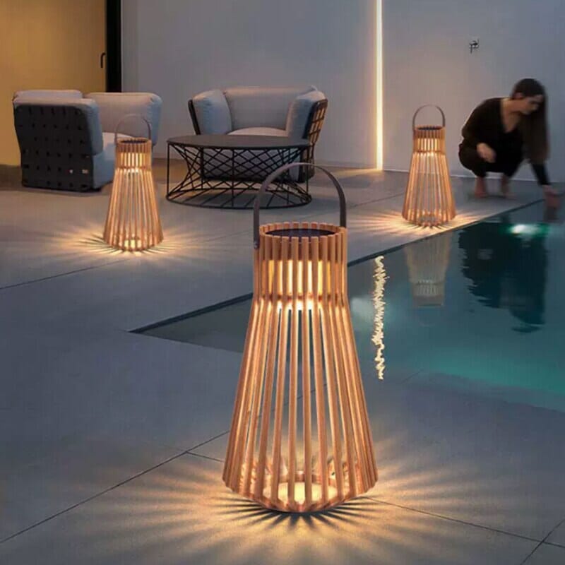 Marina Waterproof Teak Woven Lantern