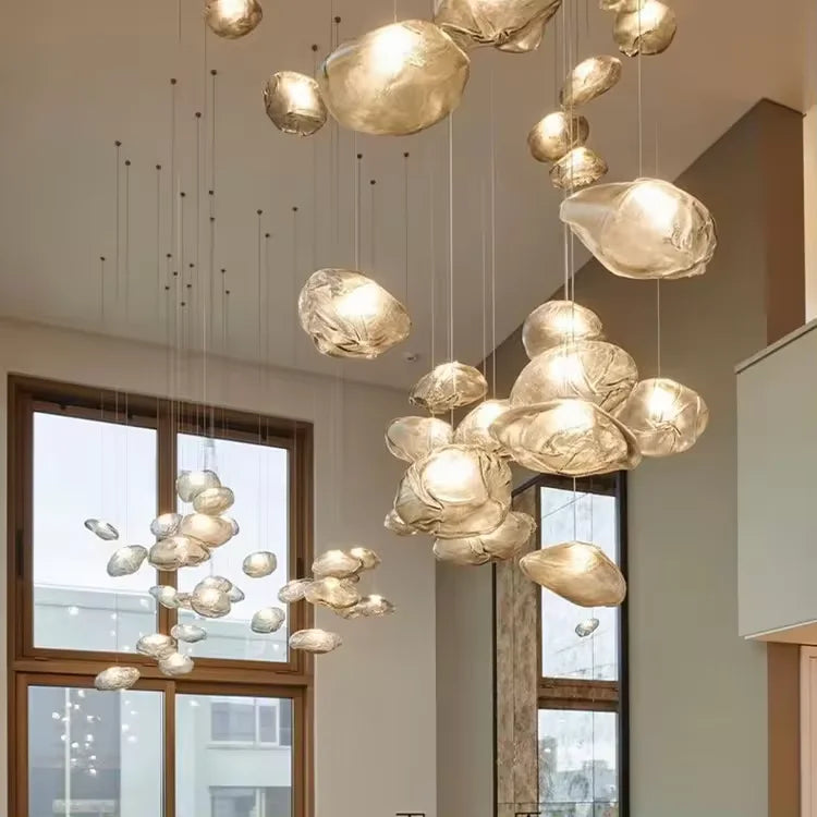 Golden Glow Cascade Glass Chandelier