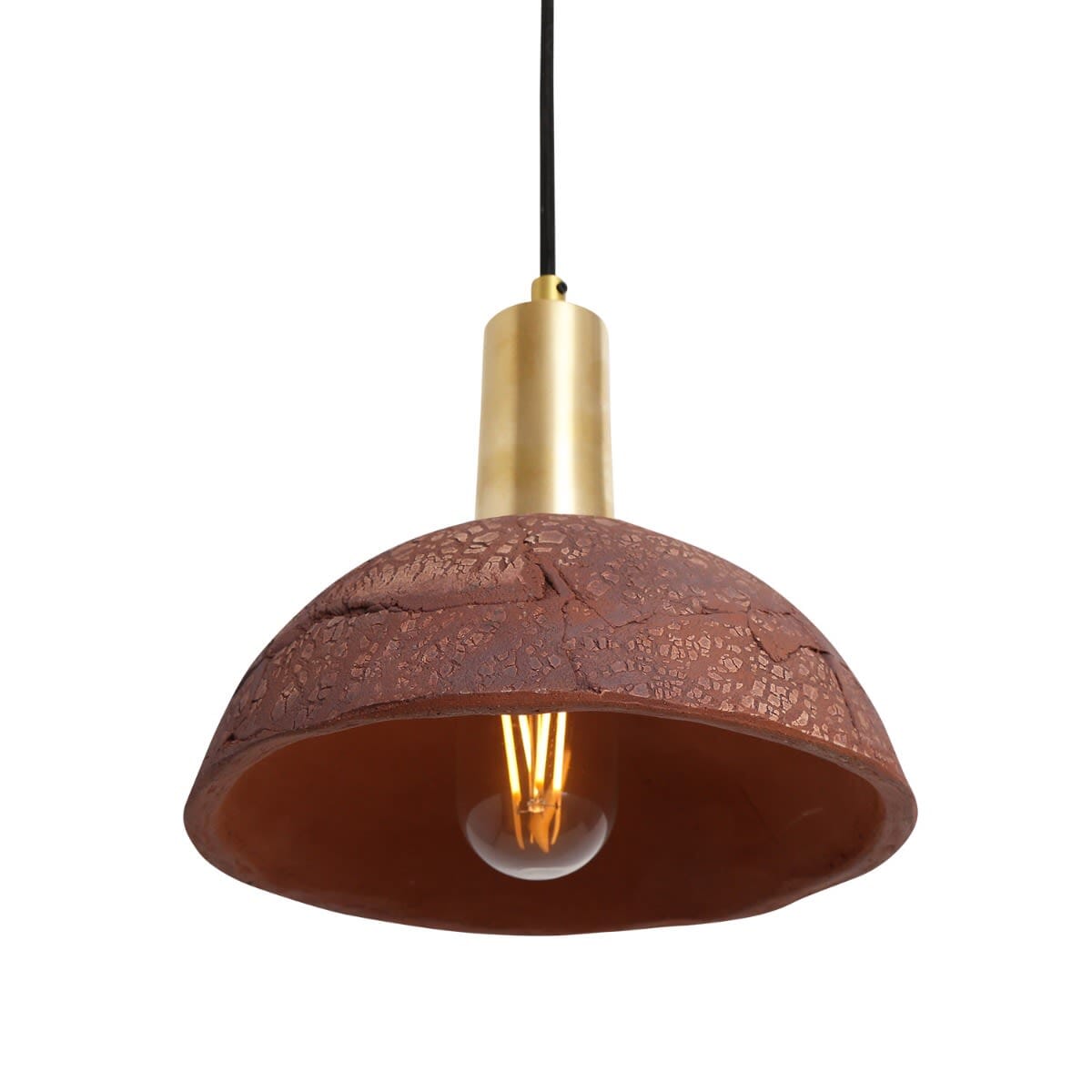 Kauri Organic Ceramic Dome Pendant Light 20cm, Red Iron