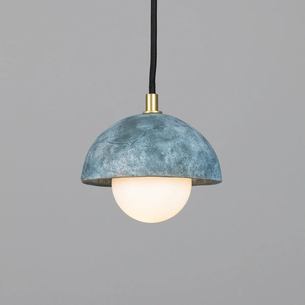 Ferox Small Ceramic Dome Pendant Light 14cm, Blue Earth