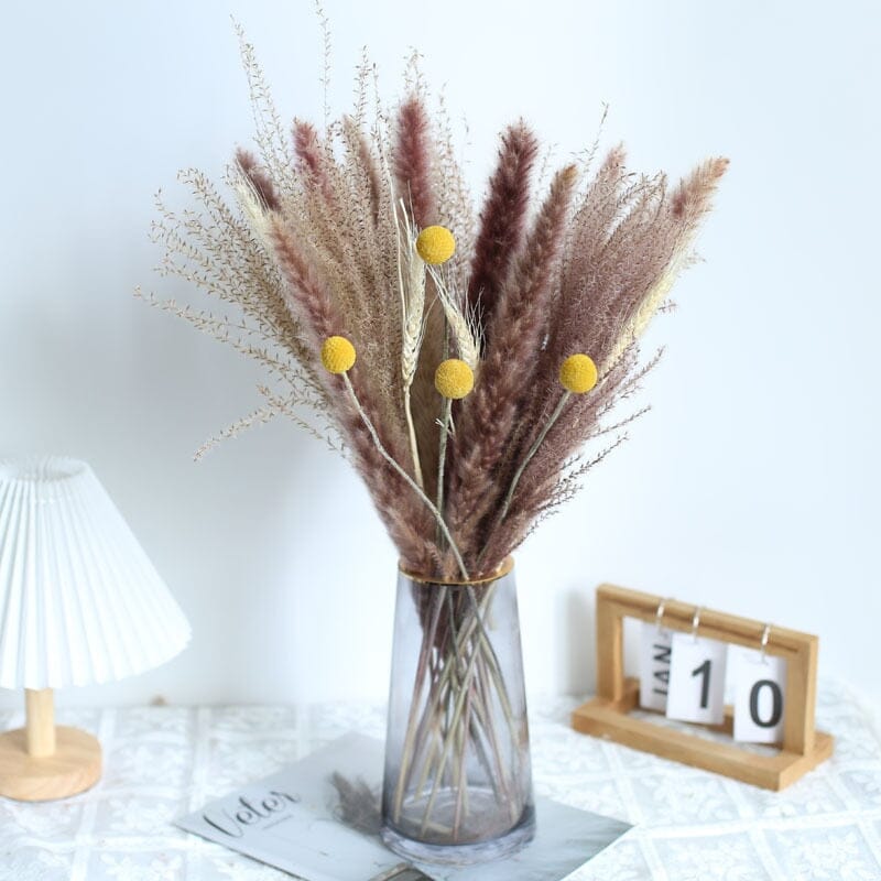 80PCS Natural Dried Pampas Grass Bouquet