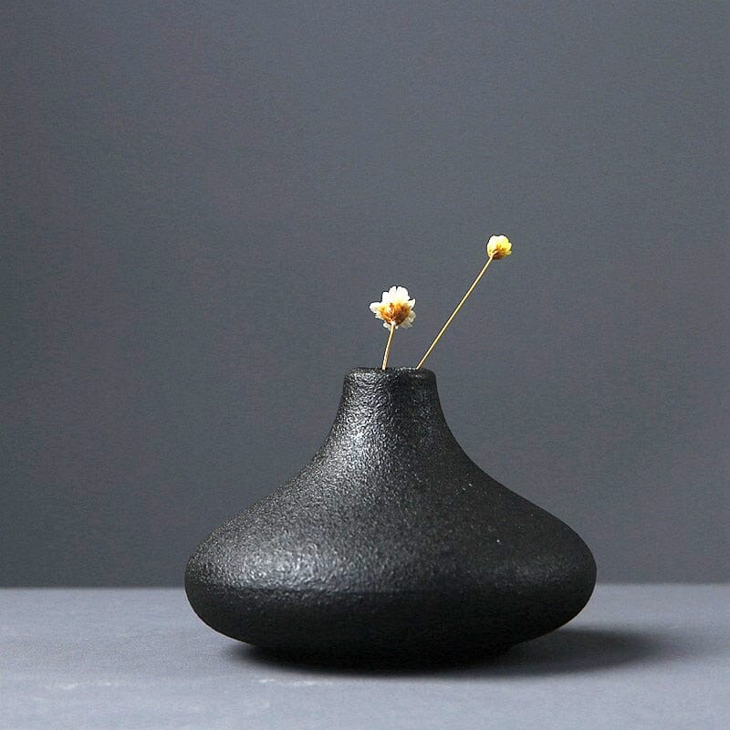 Japanese Black Ceramic Designer Vase