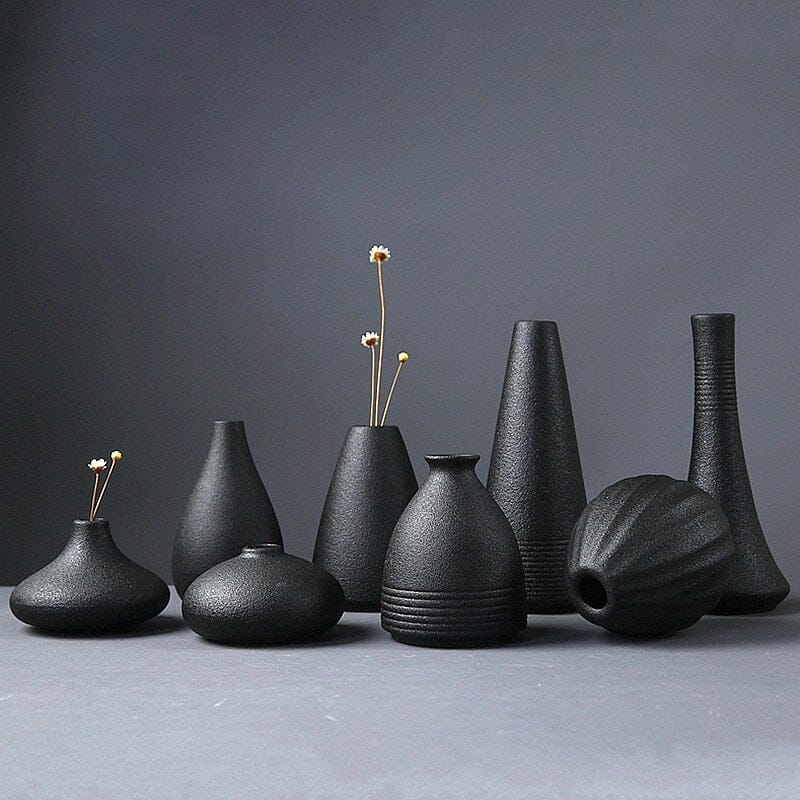 Japanese Black Ceramic Designer Vase