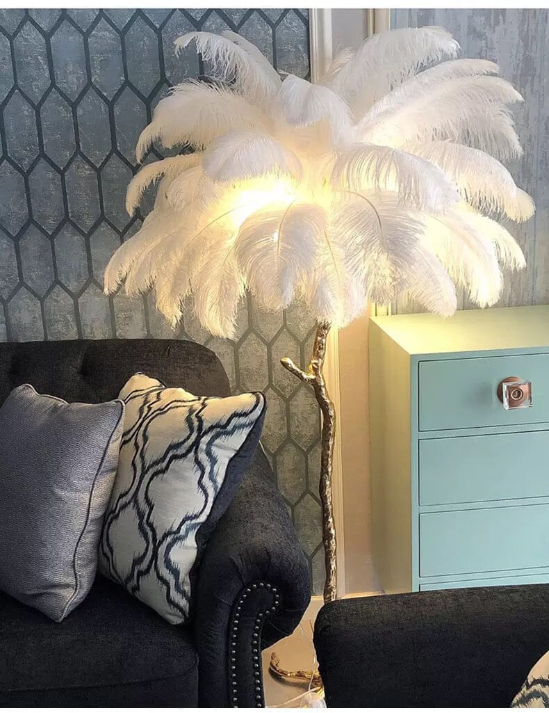 Faux Feather Floor Lamp